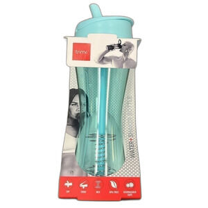 NWT Trimr Water + Protein Shaker Bottle Mint Sip Straw Chug Spout Aqua Blue